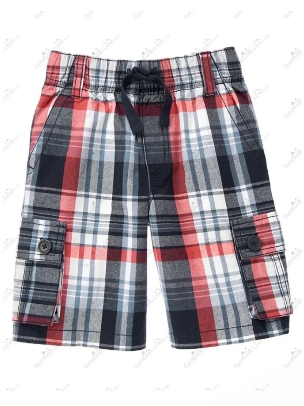 Gymboree Boys Patriotic Red White Blue Plaid Short Set Size 7